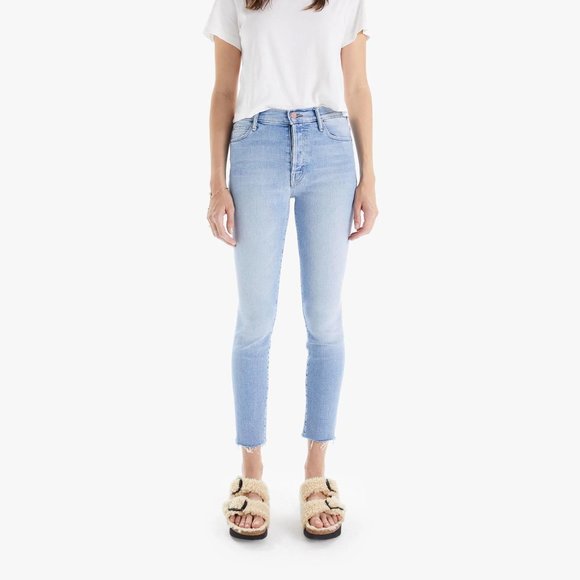 MOTHER The Stunner Ankle Fray in California Cruiser Light Wash Raw Hem Jeans - Picture 1 of 7